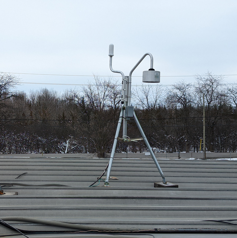 Boltek ERL10-KIT2 sensors mast-mounted on a rooftop tripod